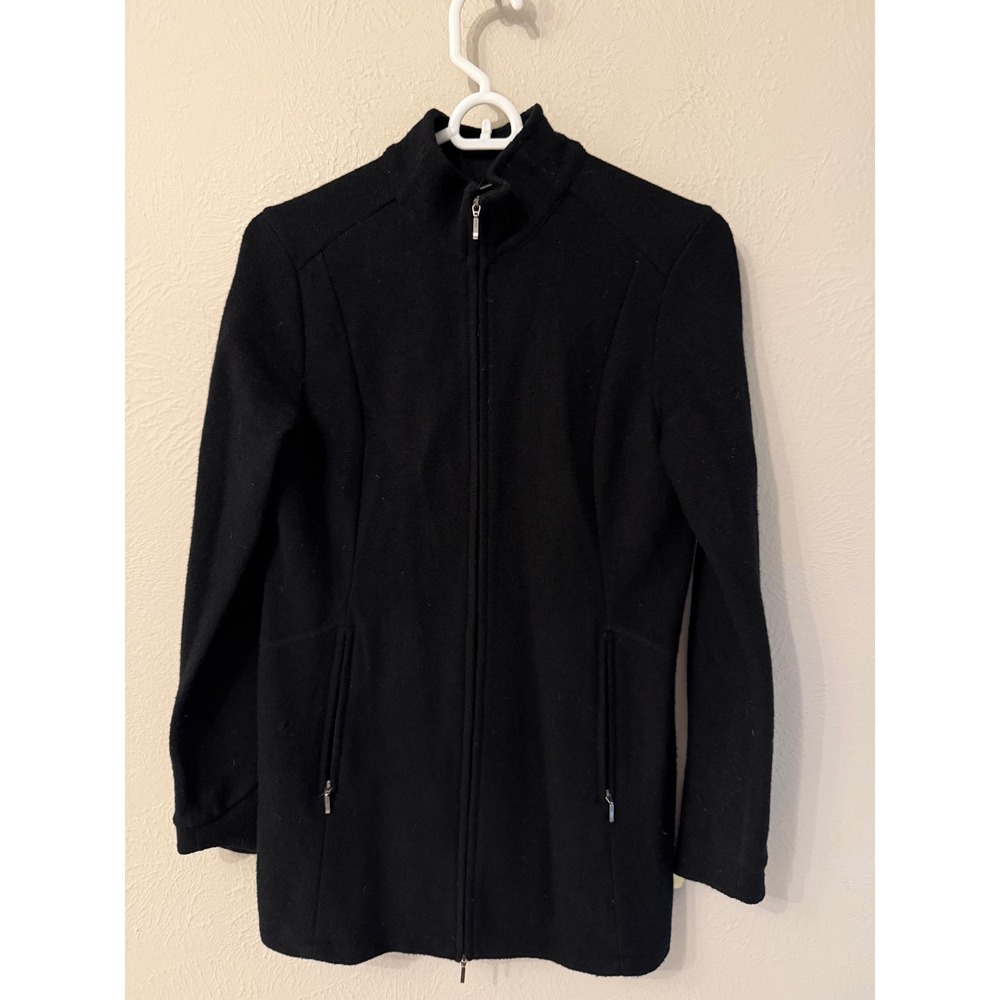 Ibex Womens Merino Wool Full Zip Jacket Black Mock Neck 580RJ Small Made in USA